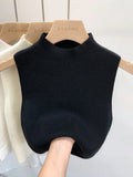 Women Knitted Tank Top Summer Fall Slim Sweater Short Sleeveless Solid Spring Autumn Sweaters Pullovers 2026