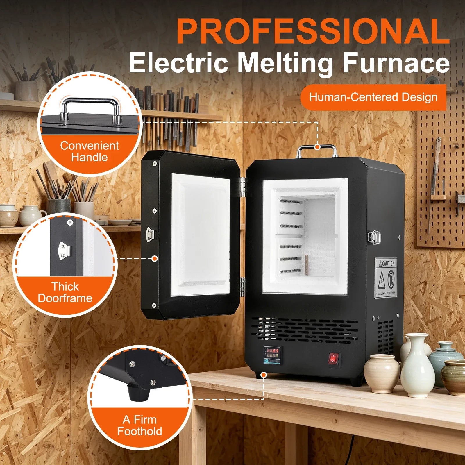Electric Melting Furnace 1500W With PID Digital Control