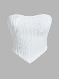 Sexy Off The Shoulder Tube Top Women Summer 2024 Solid Rib Knit Strapless Sleeveless Backless Crop Top Streetwear Y2K
