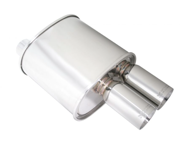 Megan Racing Universal Exhaust F-RT Dual Tip Muffler - Dual Tip 2.5" Pipe 3" Stainless Steel MR-MU-FRT-2
