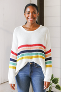 Plus Knit Ivory Stripe Sweater