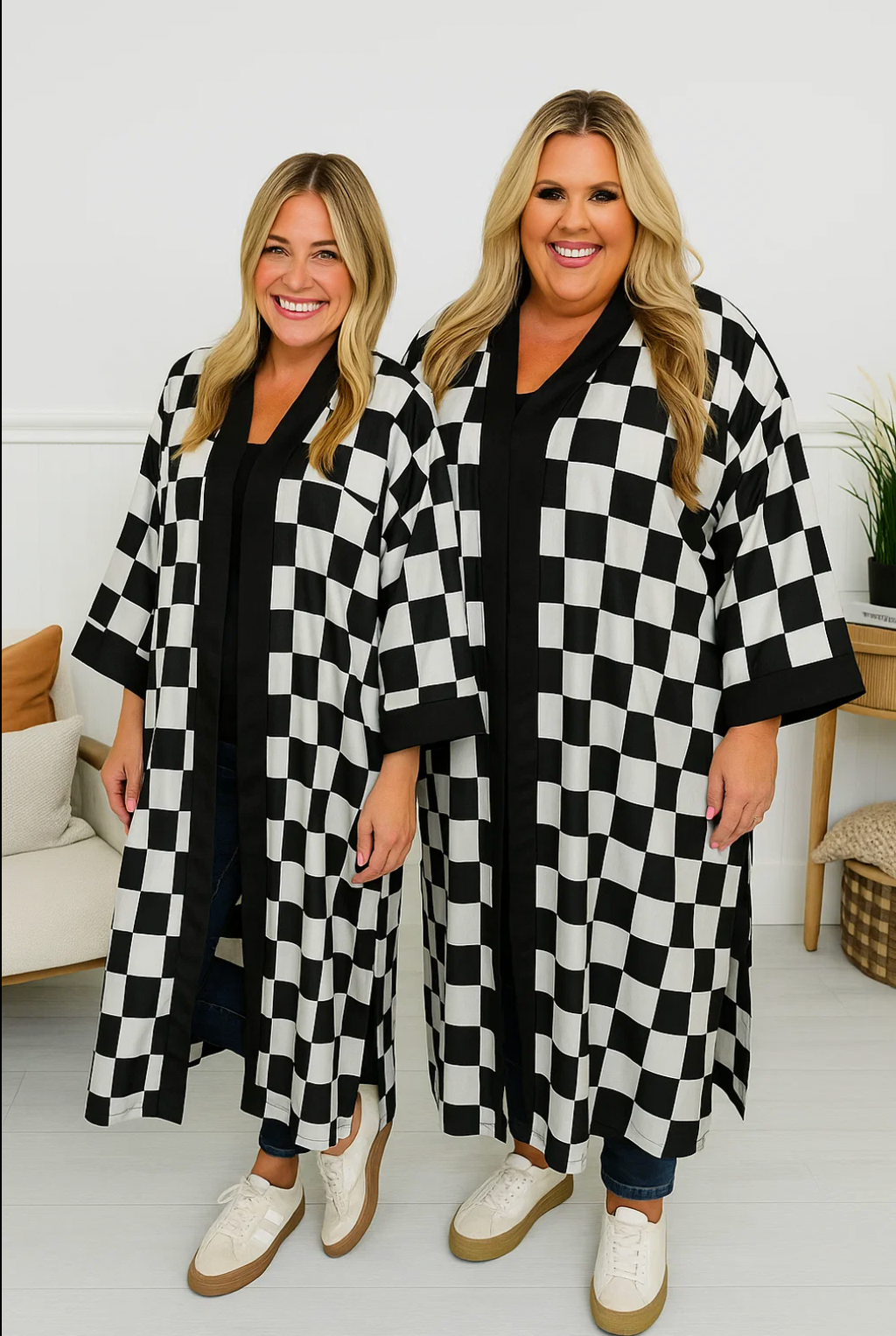 Checkered Silky Cardigan