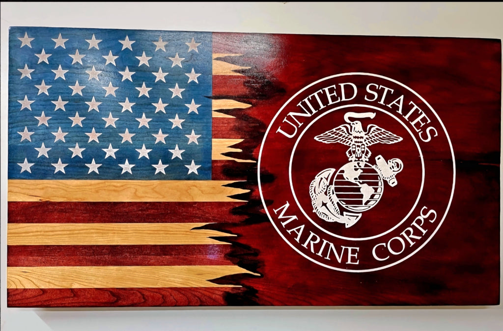 The American Combination Flag Collection – Handcrafted Solid Hardwood Flags – Made by U.S. Veterans