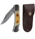 Bone Handle Lockback 5" Pocket Knife with Sheath
