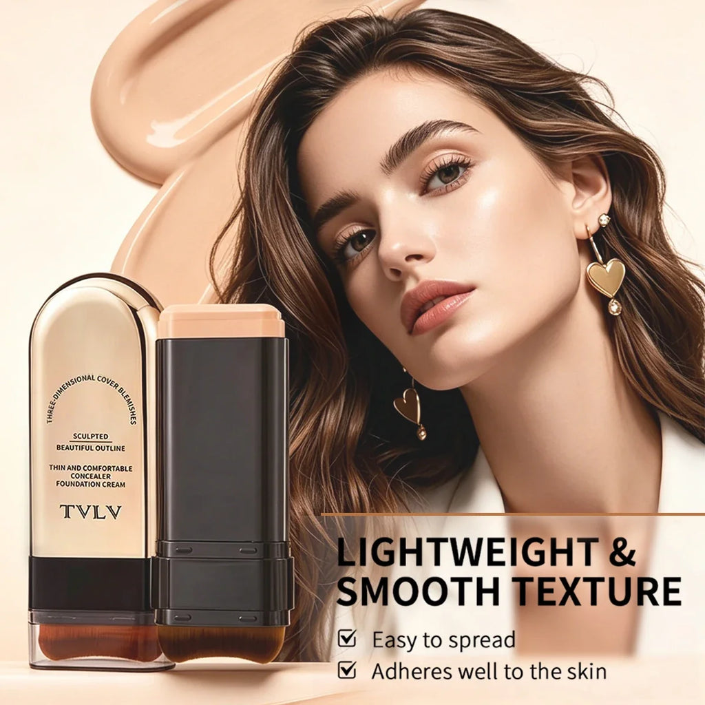 TVLV Skin Tint Stick Long Lasting Lightweight Waterproof Concealer Foundation Cream Flawless Tinted Face Contour Stick Makeup