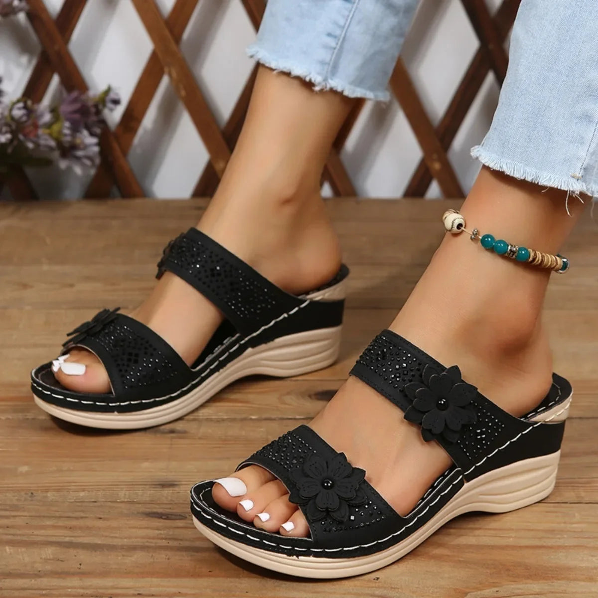 New Fashion Summer Women Wedge Sandals Premium Orthopedic Open Toe Sandals Vintage Anti-slip Leather Casual Female Retro Shoes