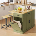 ONBRILL Stationary Kitchen Island With Storage And Two Chairs
