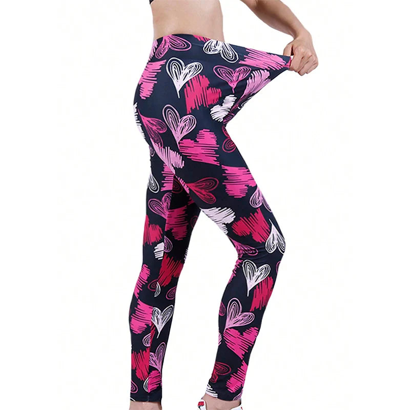 Red White Heart Shaped Cute Sexy Women's Leggings With High Elasticity Sexy Tight Fit Casual Sports Fitness Yoga Pants