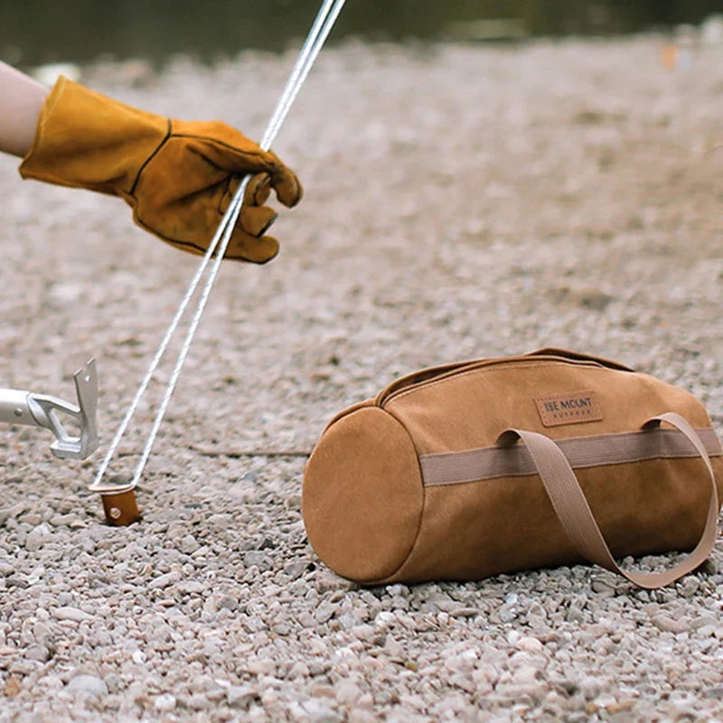 Camping Tools Storage Bag Large Capacity Cylinder Tent Stake Bag Lightweight Tent Peg Ground Nail Holder Bag for Outdoor Camping