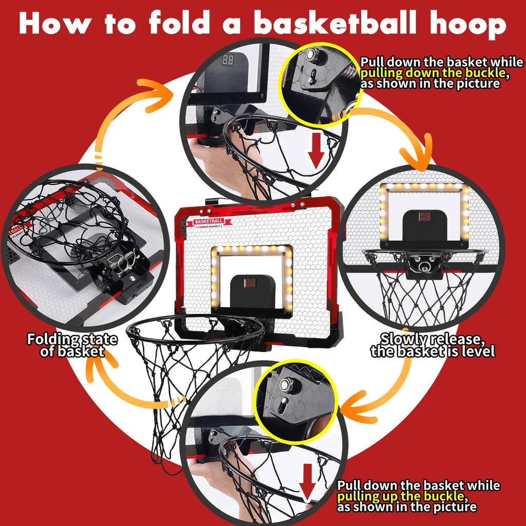 Indoor Kids Basketball Hoop, Dunkable Mini Basketball Hoop Over-the-Door, Teen Gift Toy, Halloween/Christmas/Thanksgiving gifts