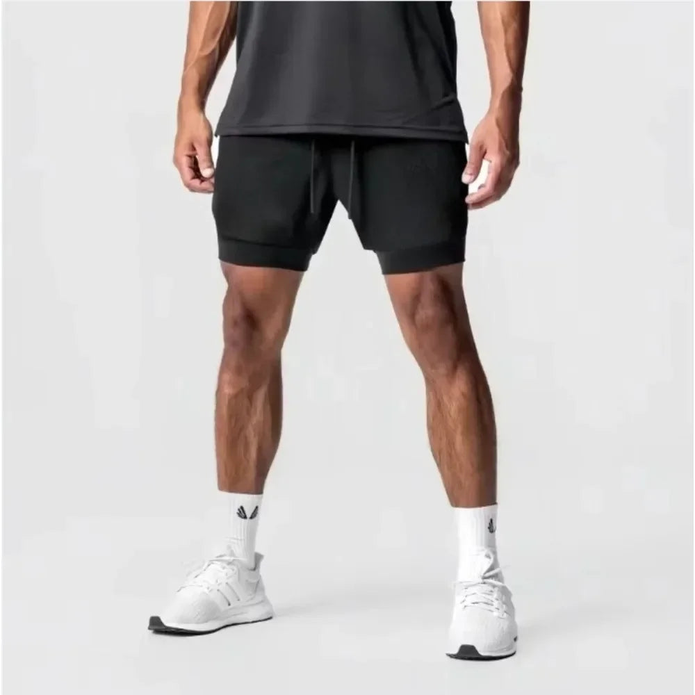 Dragon Ball Men's Double-layer Shorts Son Goku Summer Japanese Anime Fake Two-piece Sports Fitness Quick-drying Shorts