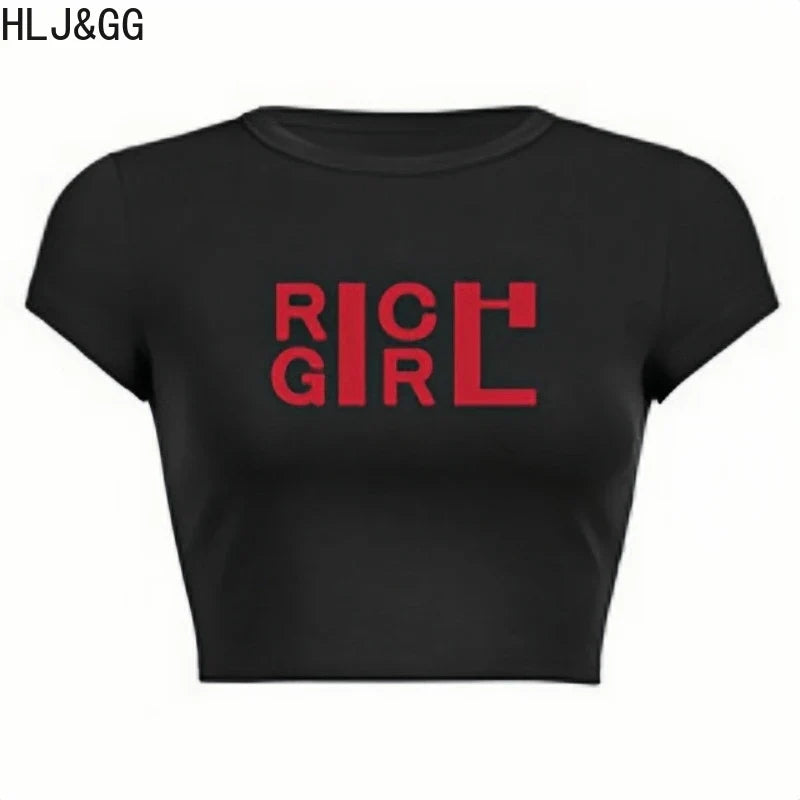 HLJ&GG Y2K Fashion Letter Print Slim Top Two Piece Sets Women O Neck Short Sleeve Crop Tshirts And Leopard Print Pants Outfits