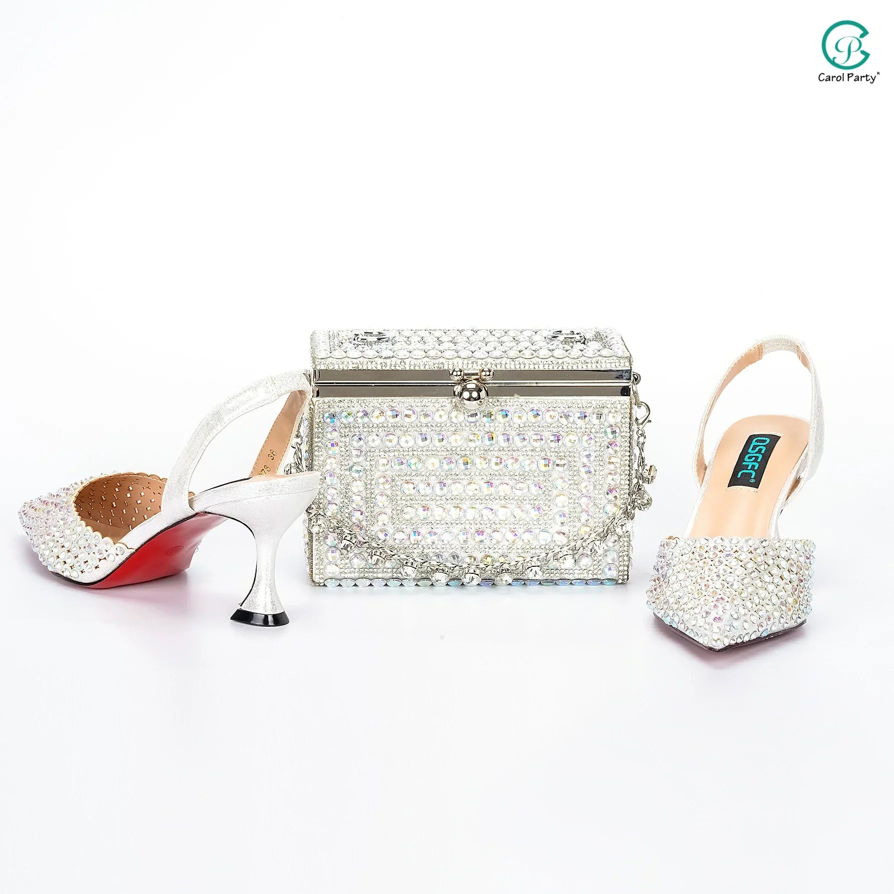 New Wine Red High Heels Shoes And Bag Dotted Crystal Wedding Party Spring, Summer, and Autumn Fashion Women's Noble Sandals