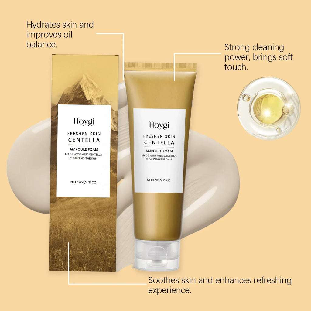 Centella Deep Cleansing Foam Facial Cleanser Low PH Soothing Hydrating Exfoliating Blackhead Remover Hyaluronic Acid Face Wash