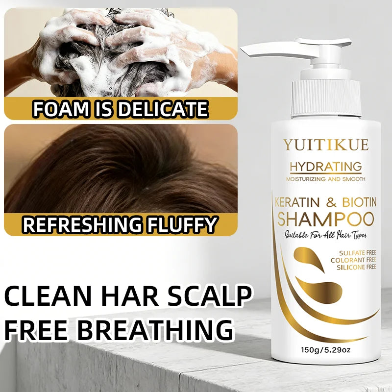 YUITIKUE Keratin & Biotin Hydrating Shampoo | Natural Gentle Formula, Daily Hair Care 150g