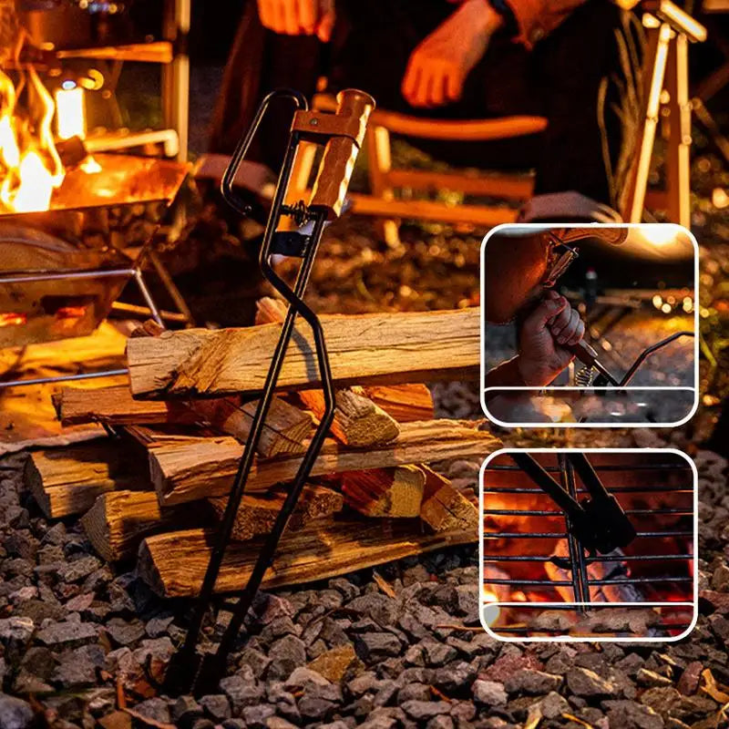 Camping Fire Tongs 3 In1 Fire Tongs Fire Stick Fire Hook Fire Log Grabber Portable Fire Pit Tongs For Camping BBQ Bonfire Tools