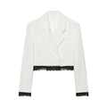 zoci Lace Short Blazers for Women's Suit Summer Blazer Set 2 Piece Woman Shoulder Pad Women's Tailoring Blazers Bermuda Shorts