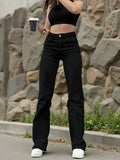 Y2k Jeans For Woman Elastic Straight Leg Butt Lifting Tummy Control Denim Pants Black Stretch Slim High Waist