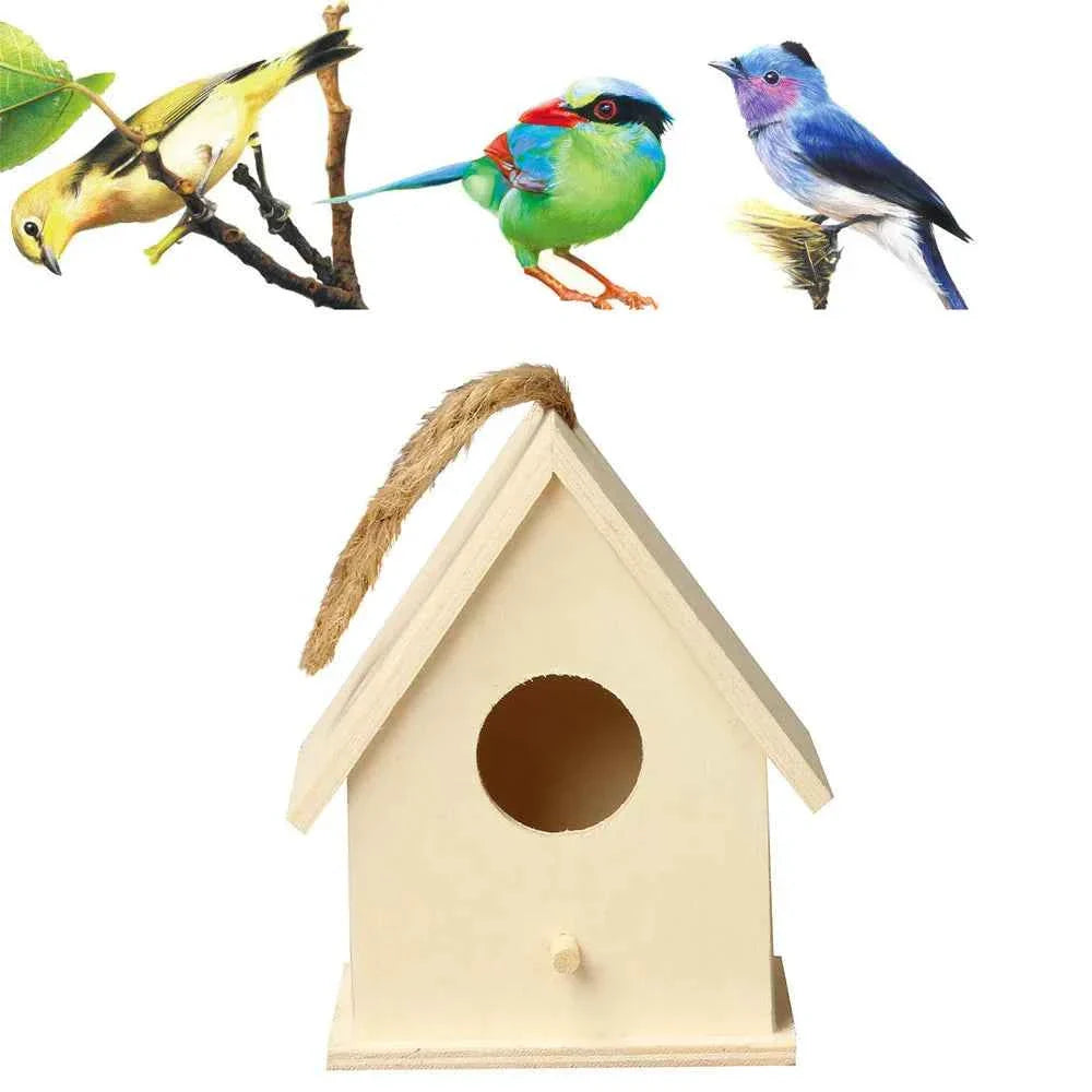 Cage Garden Wooden Bird Outdoor Hanging Bird Nest Birdhouse Accessories Box Garden Pet Yard Cages Bird Decoration Creativity