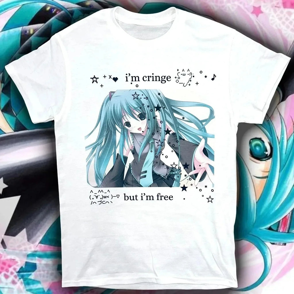 Fashion Y2K Japanese Anime Pattern T-shirt Cute Casual T-shirt Hip-hop Harajuku Top Star Girl Street Wear Graphic T Shirts Y2K