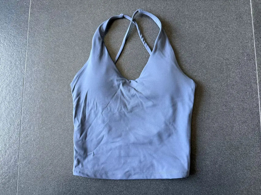 Women Sports Yoga Vest With Cross Shoulder Straps Quick Drying Sexy Yoga Bra Gym Breathablefitness Push Up Training Sports Vest
