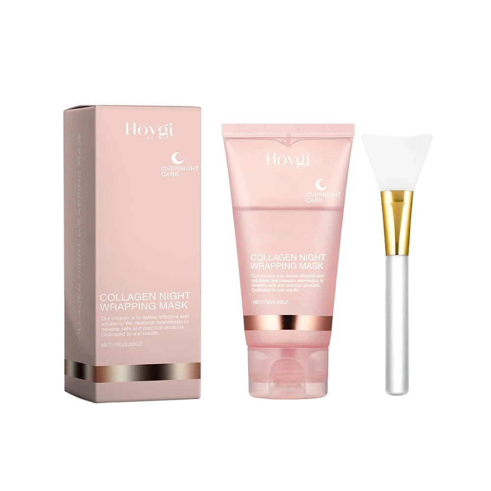 75g Collagen Overnight Wrapping Peel Off Facial Mask, Collagen Night Wrapping Mask Deeply Hydrates Woman Night Care Mask Cream