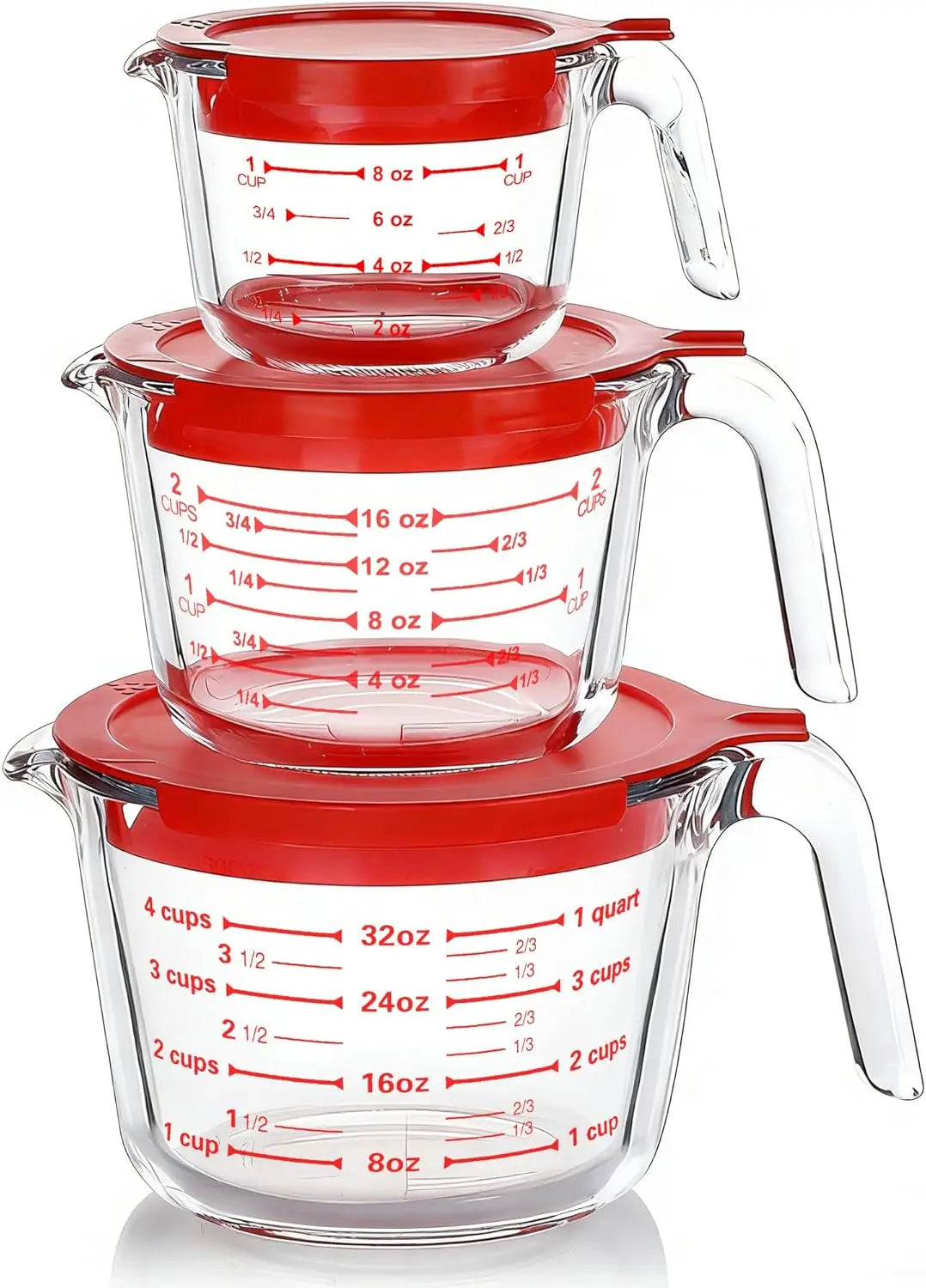 Glass Measuring Cups Set With Lids Borosilicate For Kitchen