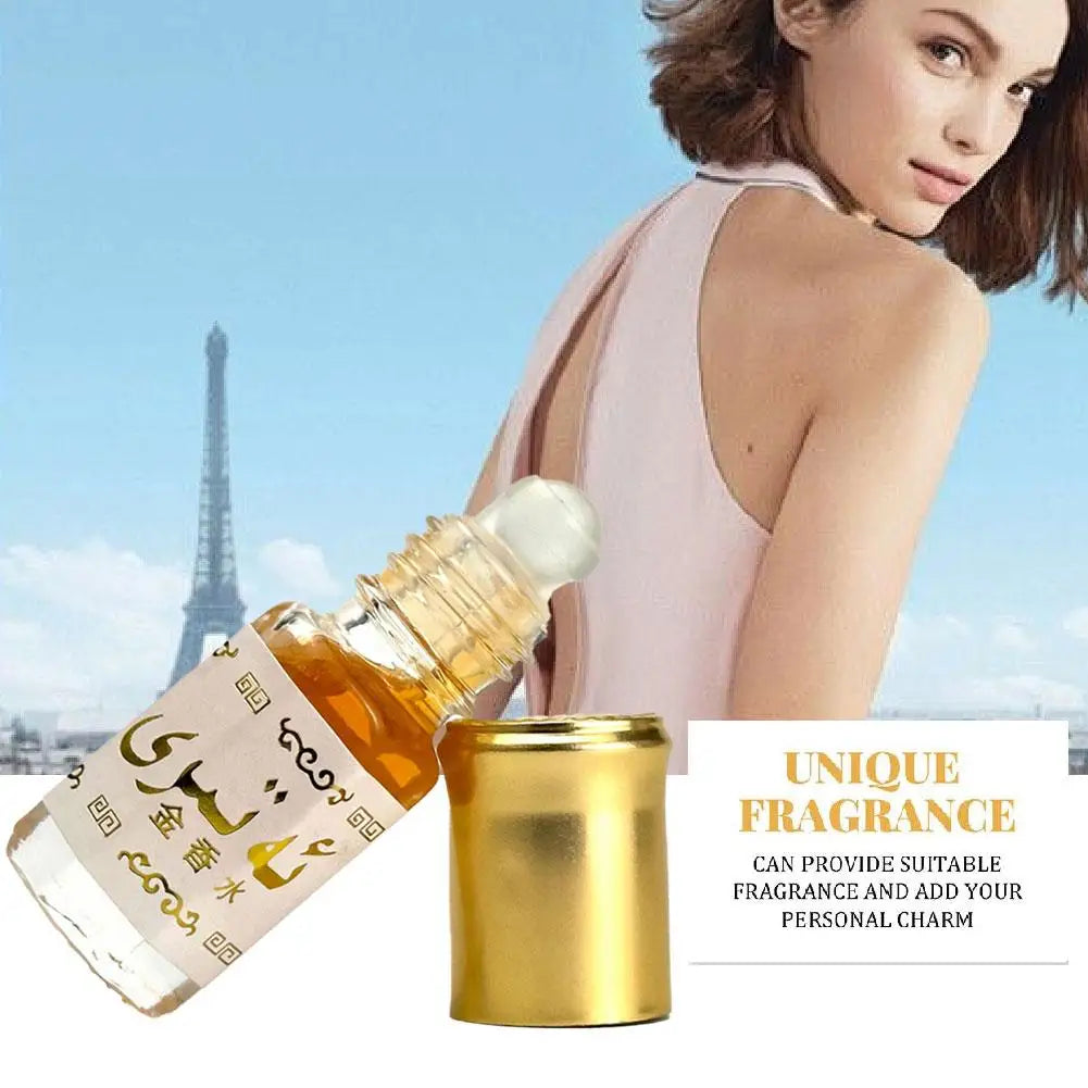 Arabian Gold Perfume Oil Roll On Bottle Long Lasting Fragrance Body Perfume Unisex Portable Long Lasting Scent Body Fragrance