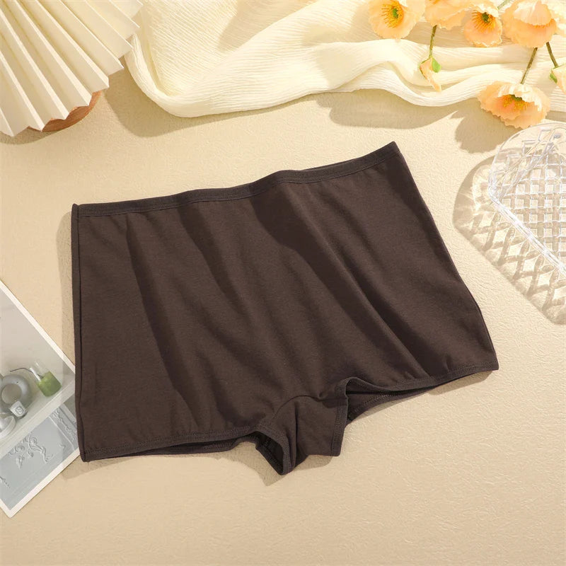 New 4PCS Women's Panties Cotton Seamless Sports Boxers Underwear Female Solid Color Cozy Lingerie Intimate Underpants XS-XL