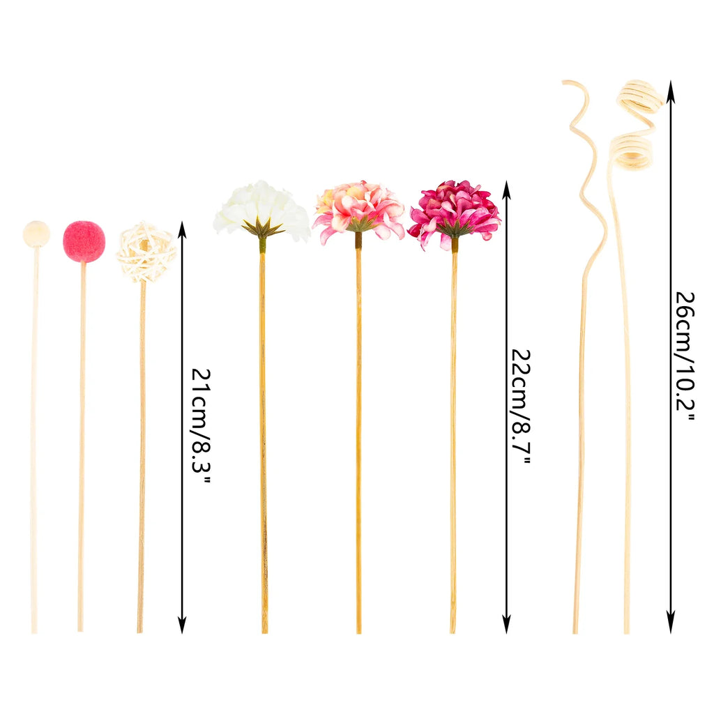 NEW 10PCS Pink Hydrangea Flower Rattan Sticks Fireless Fragrances Reed Diffuser Stick DIY Ornaments Home Decor