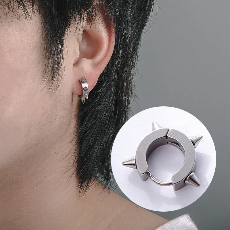 1Pair Punk Stainless Steel Spiky Thorn Stud Earrings | Unisex Hip Hop Gothic Jewelry