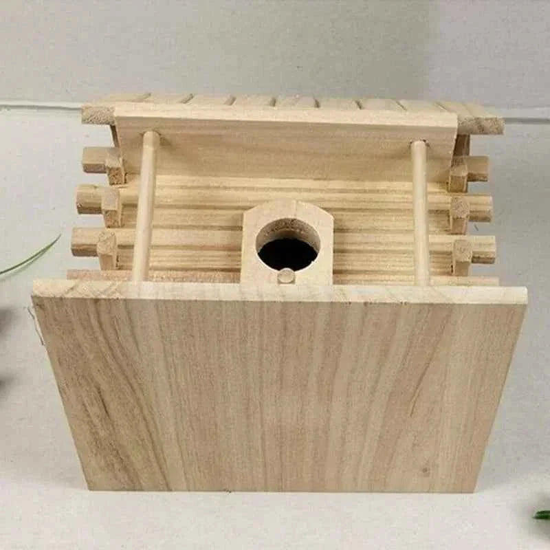 Outdoor Decoration Wood Birds Nest Box DIY Parrot Cockatiels Swallows Nest Outdoors Roof Wooden Bird House Hanging Bird Cage