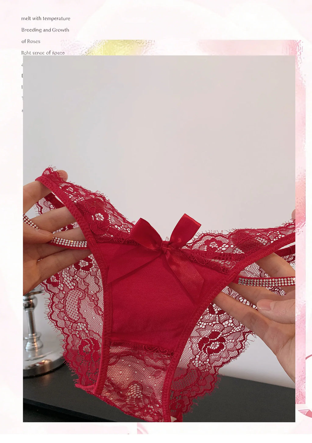 Rhinestones Girls Sexy G String Lace Panties Women Underwear Briefs Hollow Out Thong Transparent Lingerie Intimates