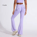 DIAS FIT JOY Women's pocket bell bottoms yoga high waisted hip lifting fitness pants quick drying running exercise fitness gym