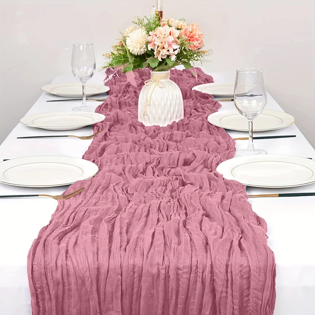 1pc Boho Style Cheesecloth Table Runner Long Gauze Sheer RomanticTable Runner For Weddings, And Scene Decor Home Decor