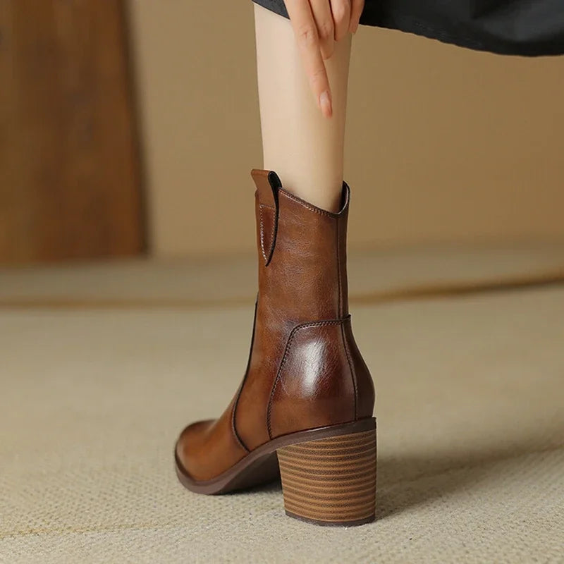 2026 Autumn Women Boots Women Shoes Pointed Toe Chunky Heel Boots Casual Winter Boots Short Modern Boots Chelsea High Heels