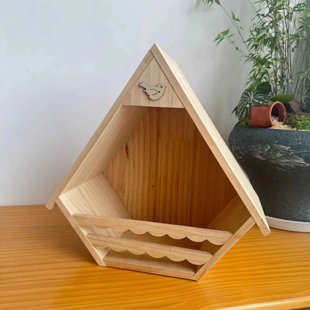 Bird House Wooden Finch Nesting Habitat Garden Wild Birds House for Sparrow Swallow Wren Chickadee Pigeon Outdoor Garden