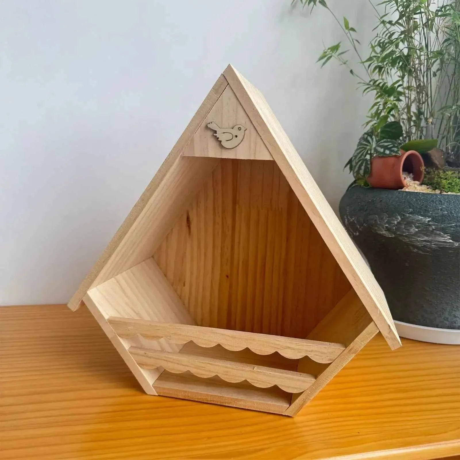 Bird House Wooden Finch Nesting Habitat Garden Wild Birds House for Sparrow Swallow Wren Chickadee Pigeon Outdoor Garden