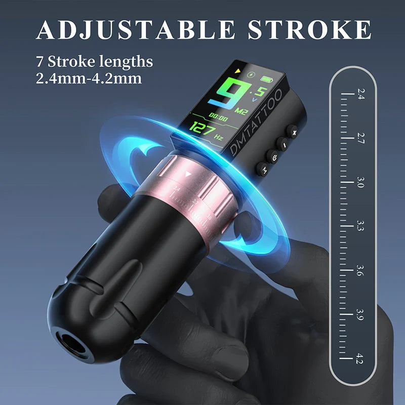 DM Venom Wireless Adjustable Stroke Tattoo Machine With 2300mAh Battery