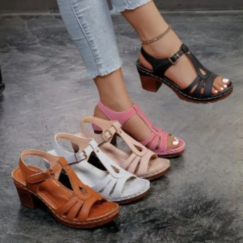 Plus Size 43 Sandals for Women Summer Fashion and Lightweight Peep Toe Hihg Heels Woman Ankle Strap Casual Gladiator Sandals