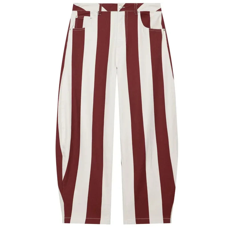 HXAO Women's Jeans Striped Denim Pants Women's High-waisted Jeans Baggy Wide Leg Long Trousers Casual Streetwear Female Bottoms