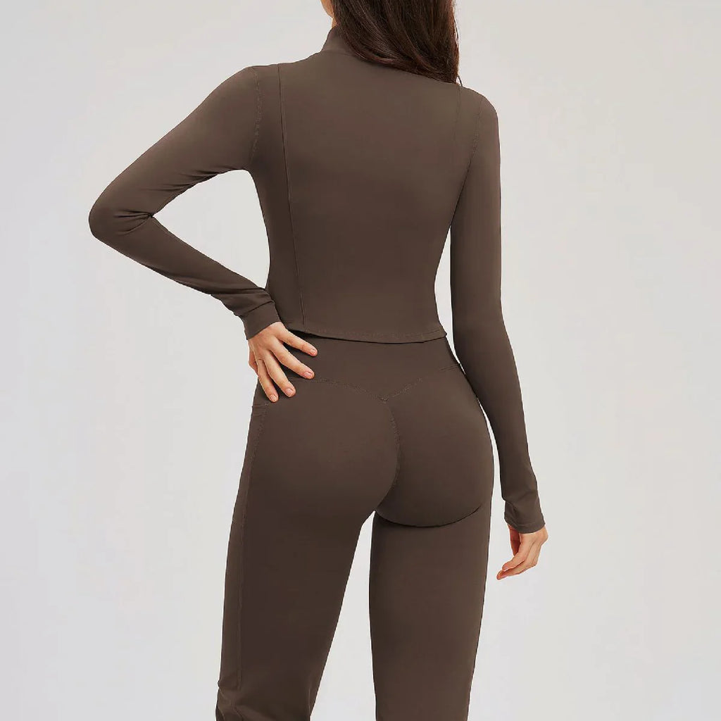 2PCS Yoga Set Gym Clothes Sportswear Seamless Women Fitness Long Sleeved Tracksuits Sports Workout Gym Flared Leggings Athletic