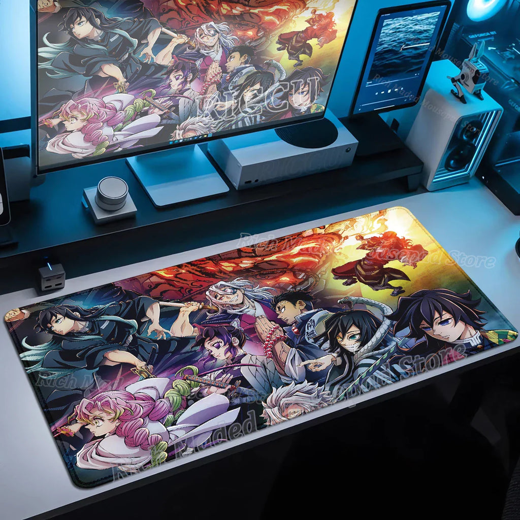 Anime Large Mouse Pad Demon Slayer Mousepad PC XXL Table Mat Office Accessories Laptop Extended Deskmat Rubber Lockedge Mousemat