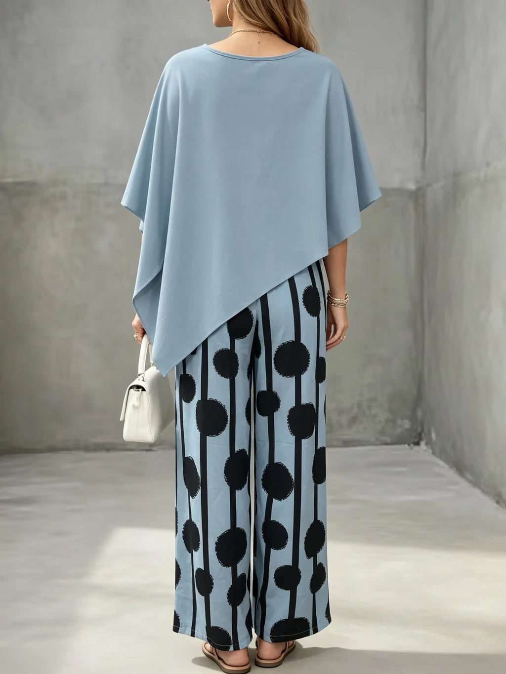 2026 Spring Summer New Comfort Crew Neck Short Sleeve Striped Print Wide Leg Pants 2-Piece Outfit Set