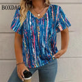 Summer Vintage Leopard 3D Print T-Shirt Women Streetwear Casual T Shirts Plus Size Tops Woman Loose V-Neck Tee Oversized Clothes