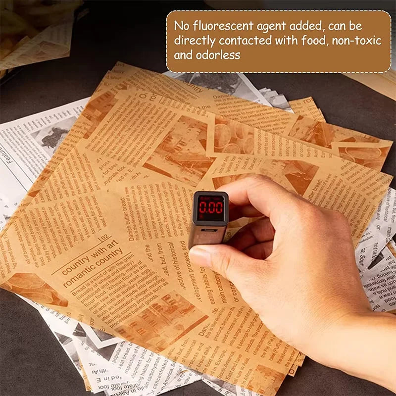50 Pcs Parchment Paper Sheets Sandwich Wrap Wax Paper Deli Wax Paper Sheets Grease Resistant Tray Basket Liners Newsprint Paper