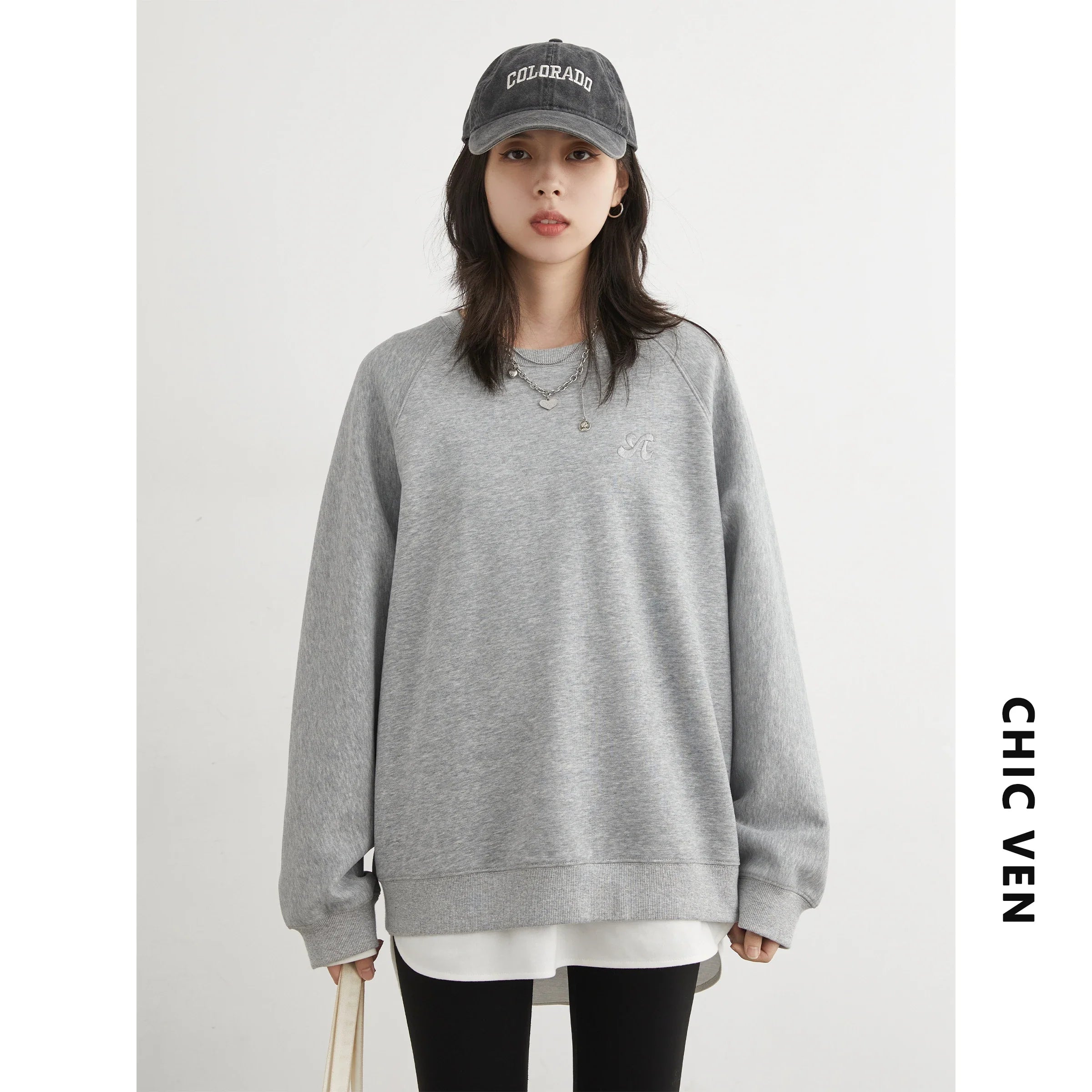 CHIC VEN Women Sweatshirts Loose Casual New O Neck Raglan Sleeves Long Sleeved Female Tops Pullover Spring Autumn 2025
