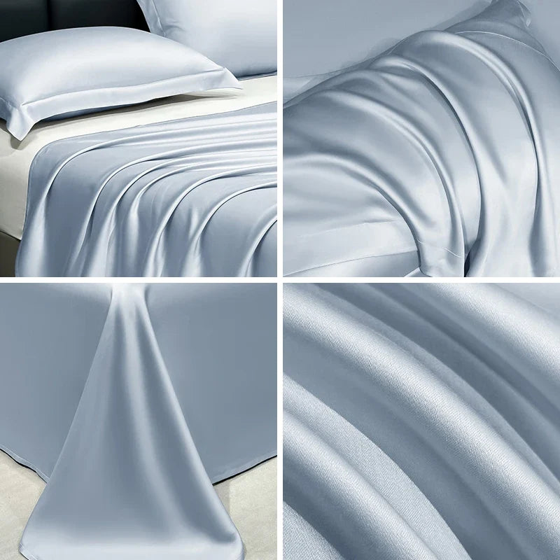 Summer Cooling Bed Sheet Breathable Comfortable Cooling Blanket Ice Silk Fabric Solid Color Flat Sheet Luxury Bedding Sheet