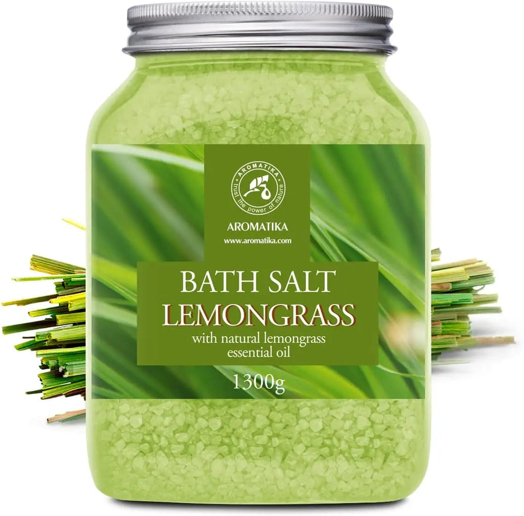 Bath Salts with Natural Lemongrass Essential Oil 46 Oz (1300g) - Sea Salt Bath for Relaxation, Sleep, and Aromatherapy