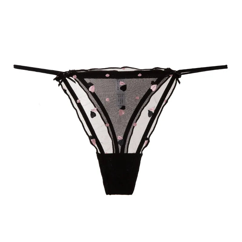Heart Lace Sexy Girls Briefs Women Panties Seamless Bowknot G String Transparent  Thong Underwear Low Waist Female Lingerie